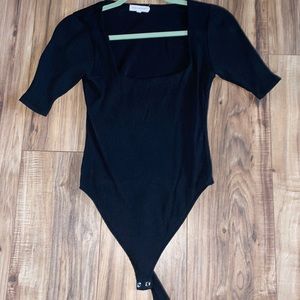 Ribbed black body suit